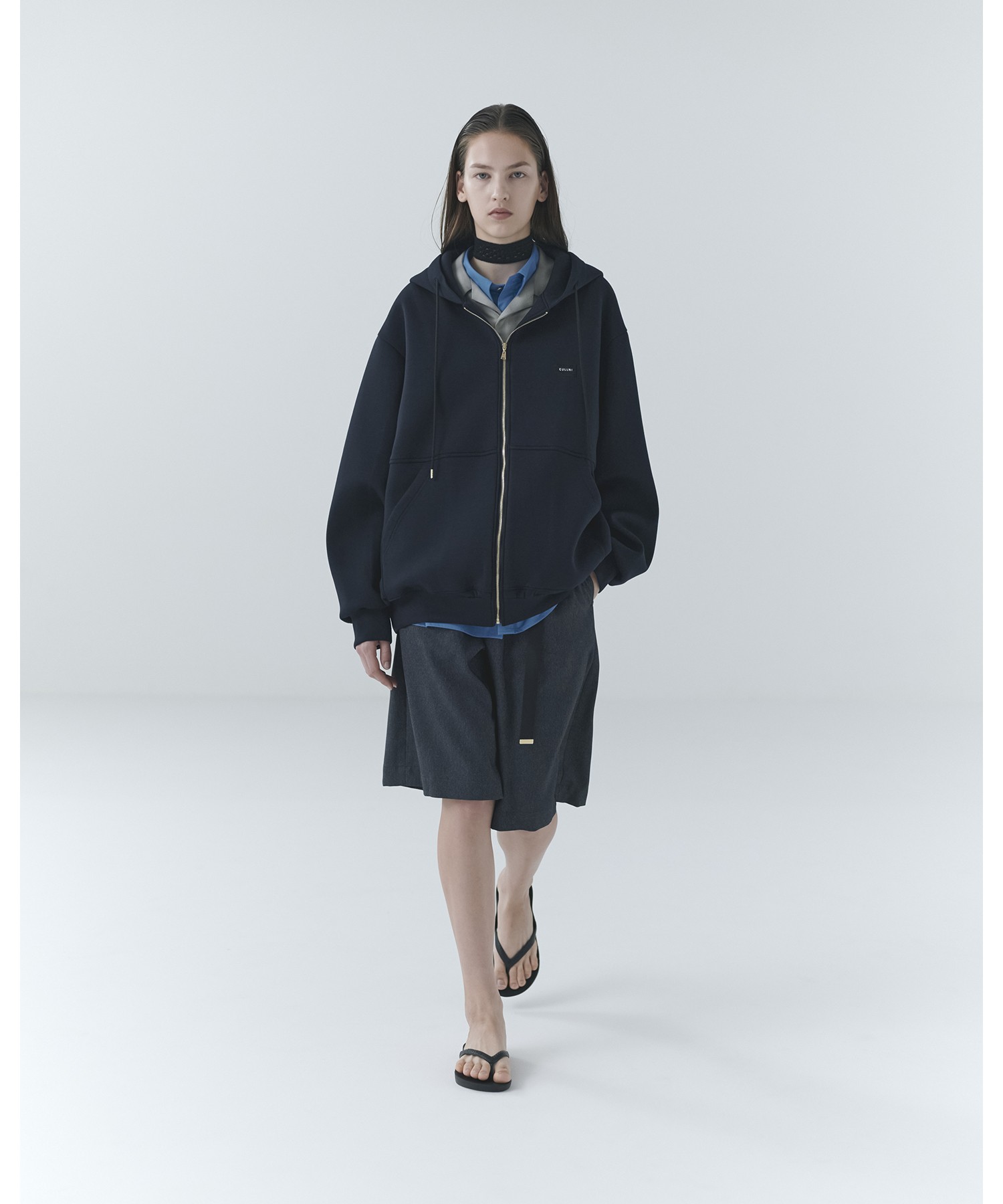 Faux Denim Half Pant with Adjustable Belt