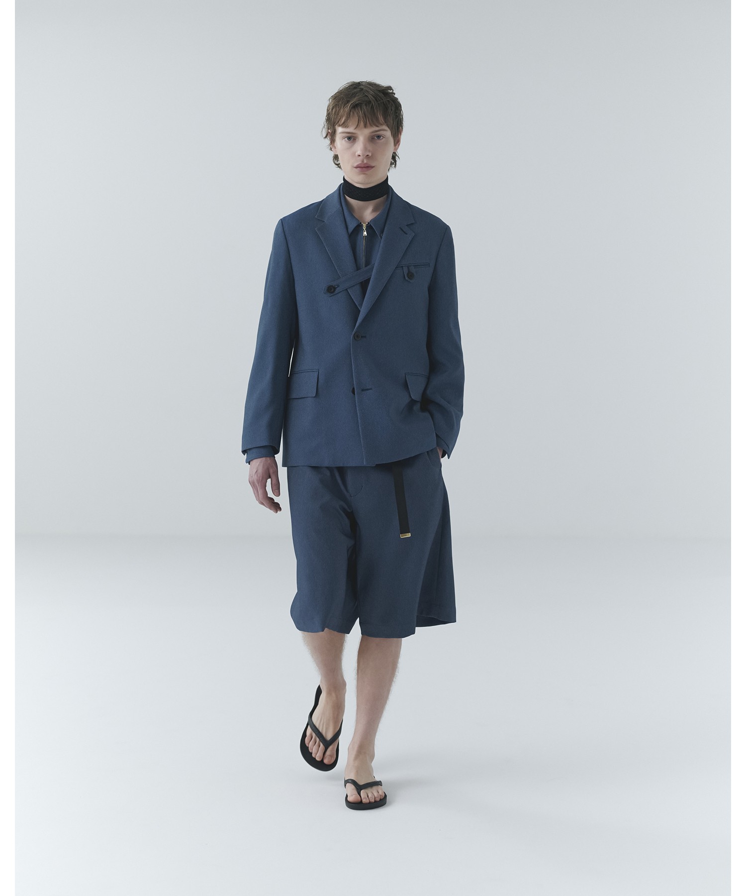 Faux Denim Half Pant with Adjustable Belt