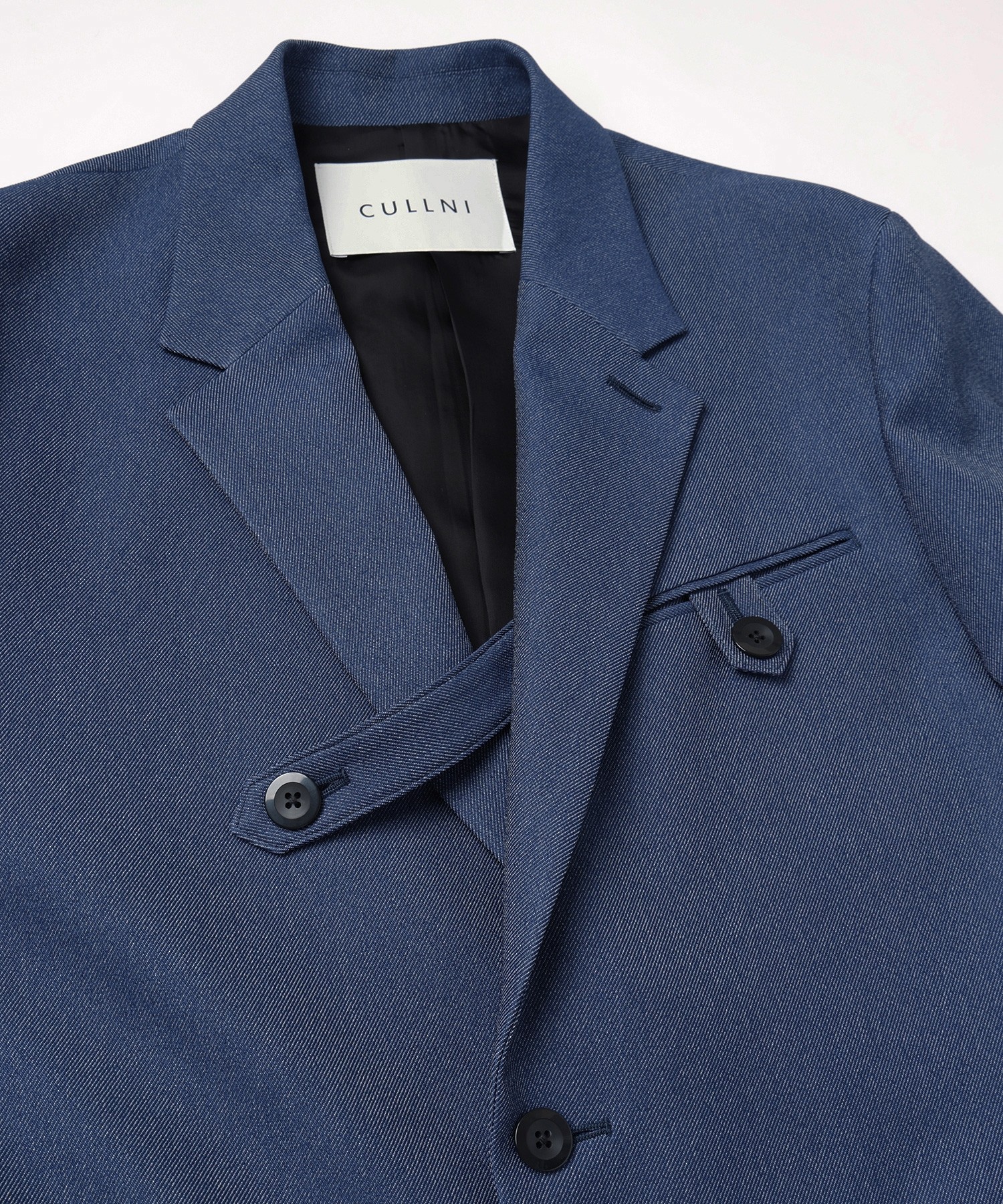 Faux Denim Slant Belt Tailored Jacket