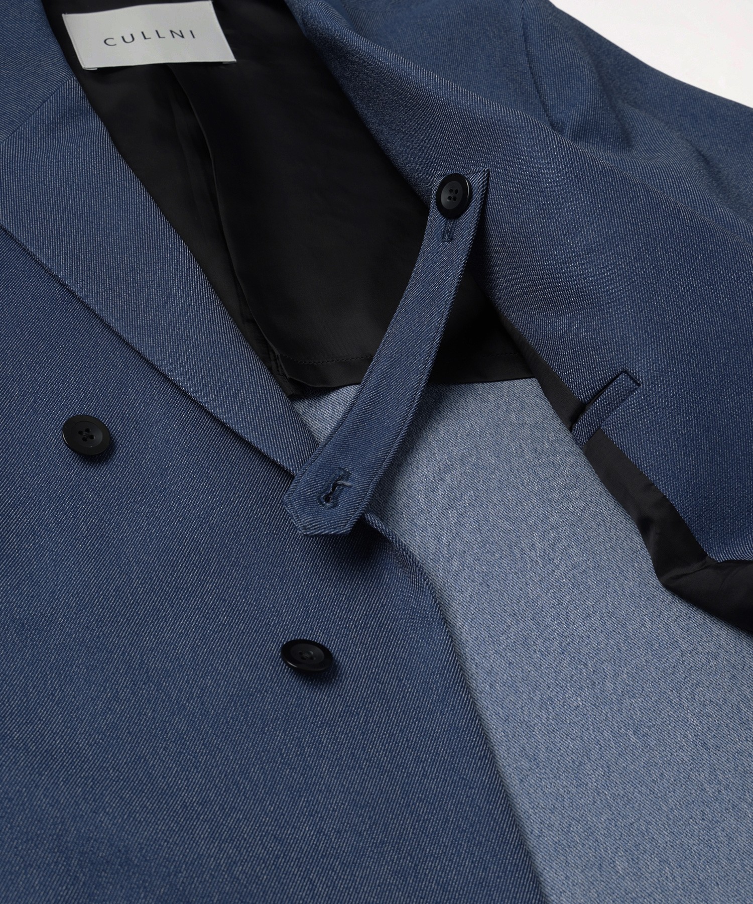 Faux Denim Slant Belt Tailored Jacket