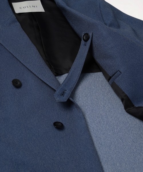 Faux Denim Slant Belt Tailored Jacket