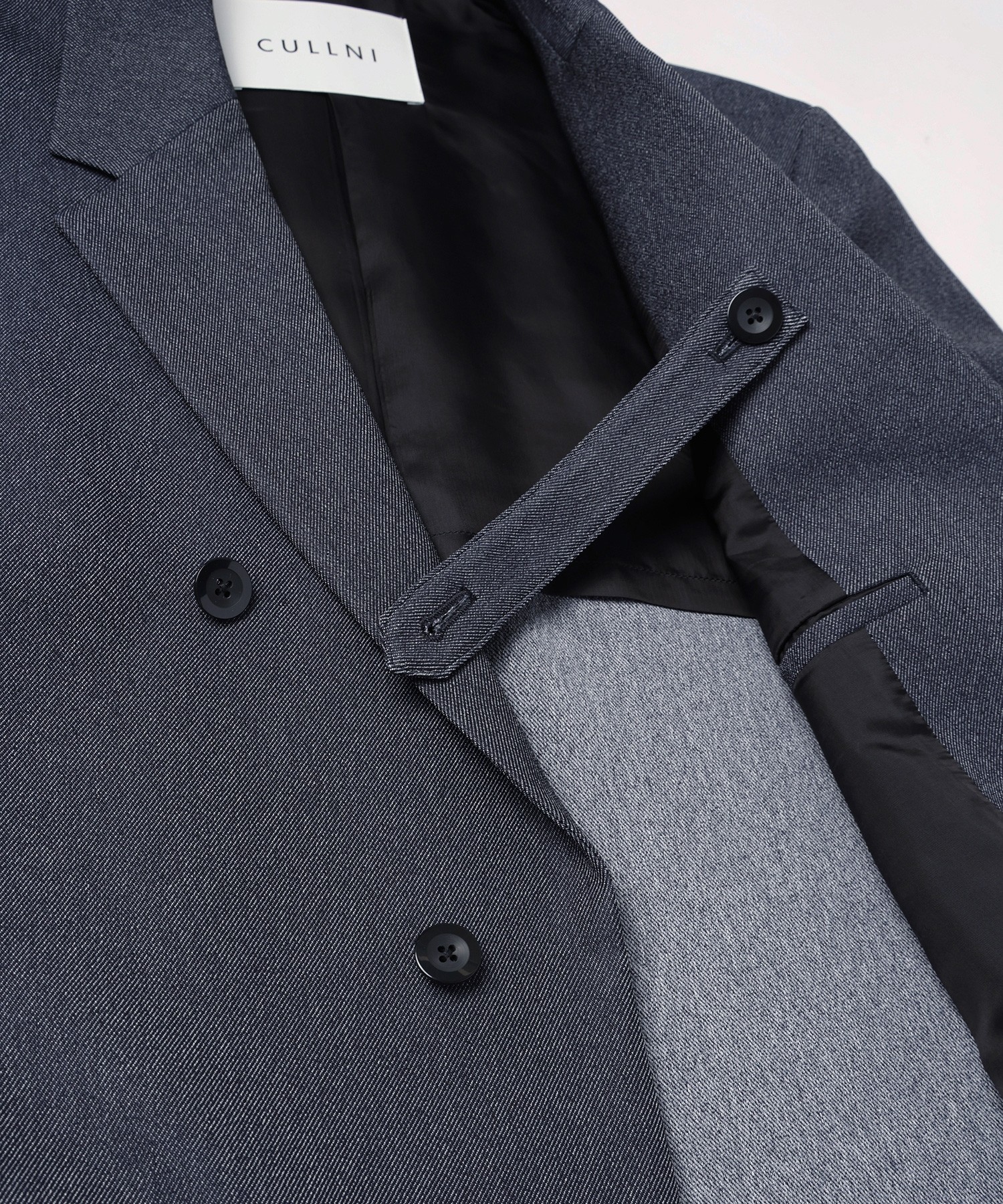 Faux Denim Slant Belt Tailored Jacket