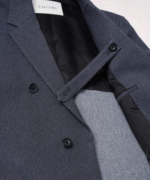 Faux Denim Slant Belt Tailored Jacket