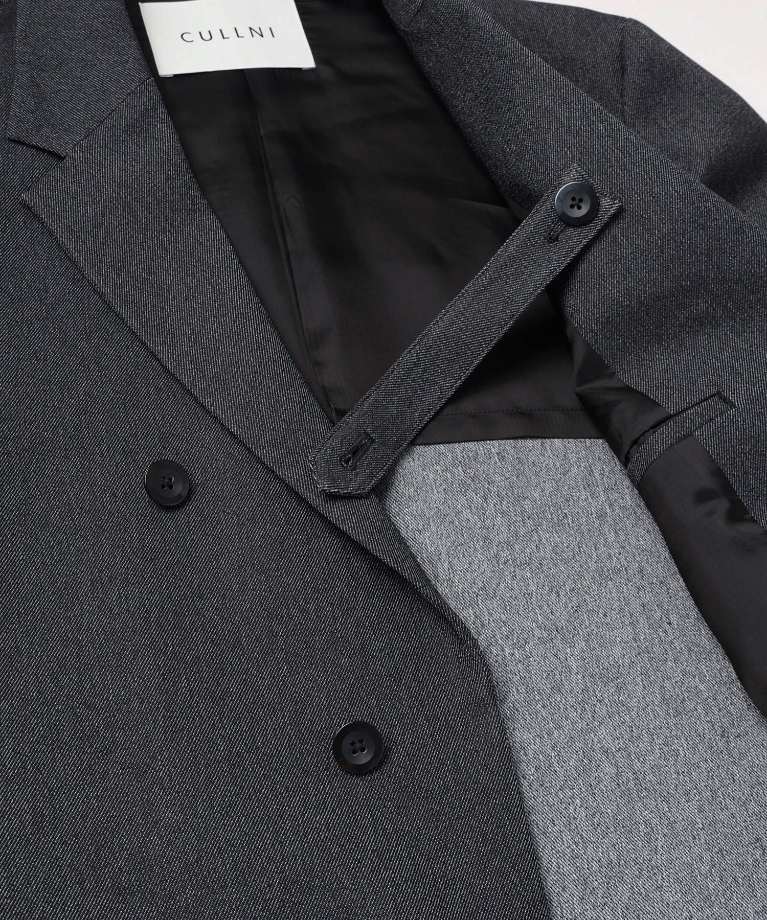 Faux Denim Slant Belt Tailored Jacket