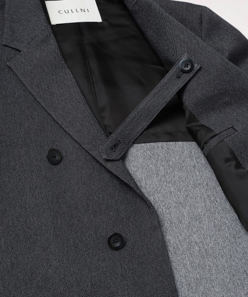 Faux Denim Slant Belt Tailored Jacket