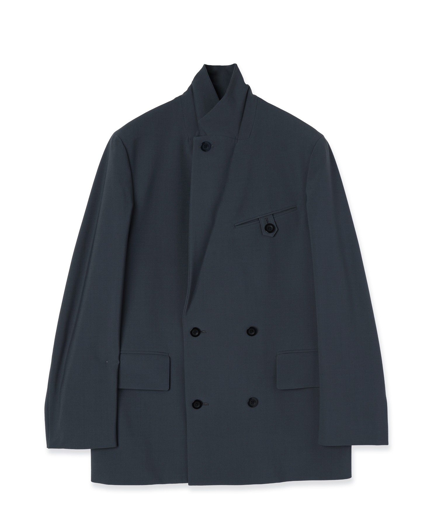 Wool Dry Stretch Cloth Button-Tab Pocket Tailored Jacket