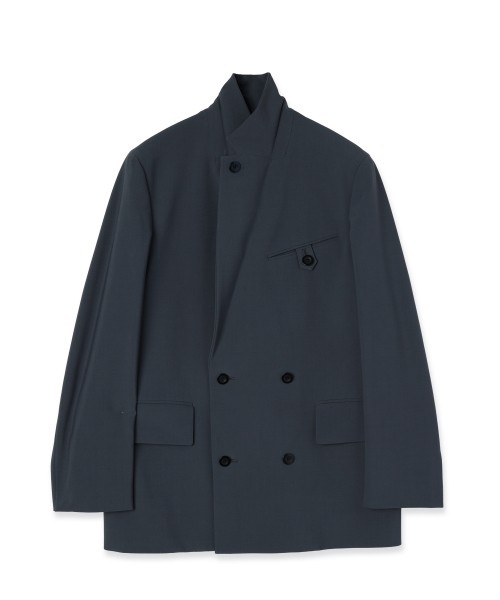 Wool Dry Stretch Cloth Button-Tab Pocket Tailored Jacket