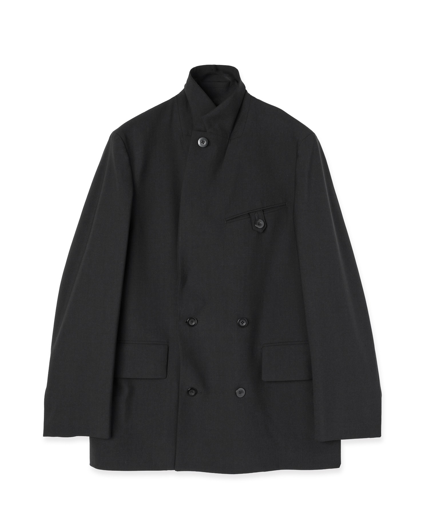 Wool Dry Stretch Cloth Button-Tab Pocket Tailored Jacket