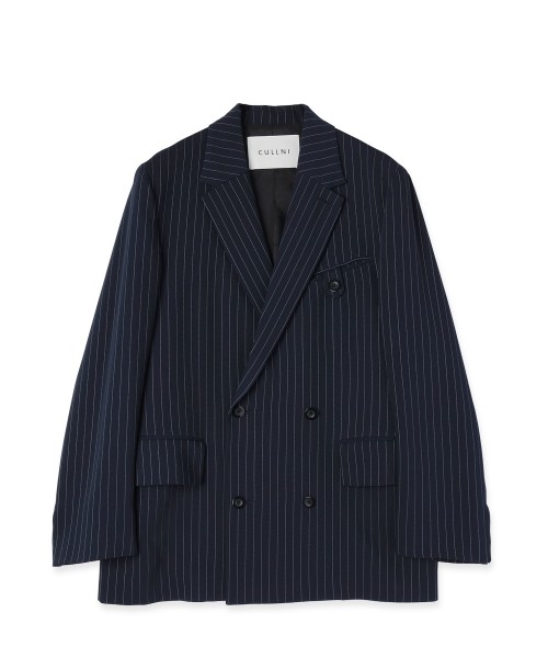 Stripe Double Cloth Button-Tab Pocket Tailored Jacket