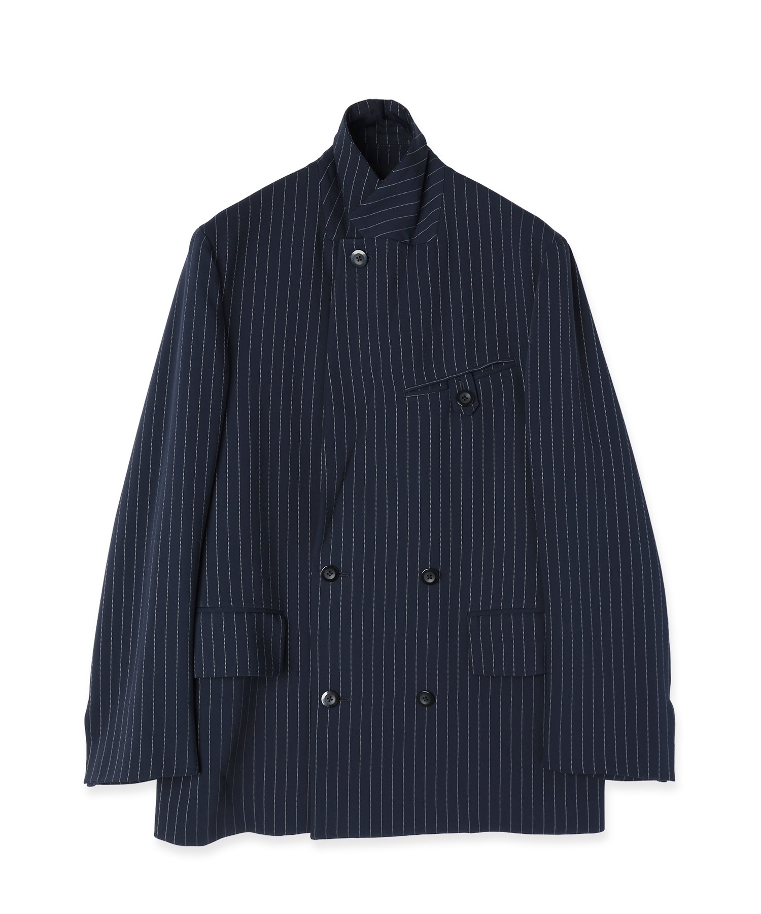 Stripe Double Cloth Button-Tab Pocket Tailored Jacket