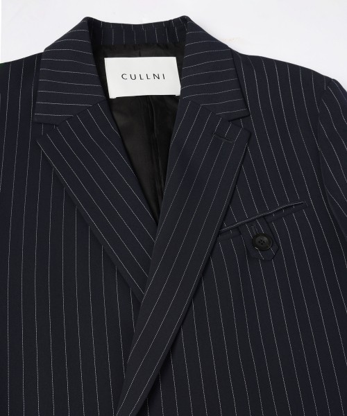 Stripe Double Cloth Button-Tab Pocket Tailored Jacket