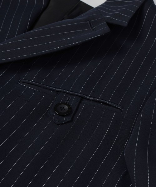 Stripe Double Cloth Button-Tab Pocket Tailored Jacket