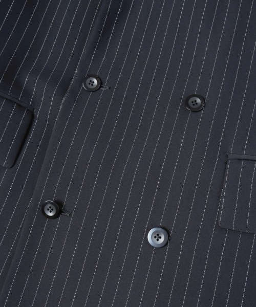 Stripe Double Cloth Button-Tab Pocket Tailored Jacket