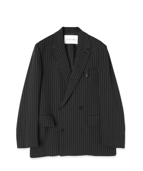 Stripe Double Cloth Button-Tab Pocket Tailored Jacket