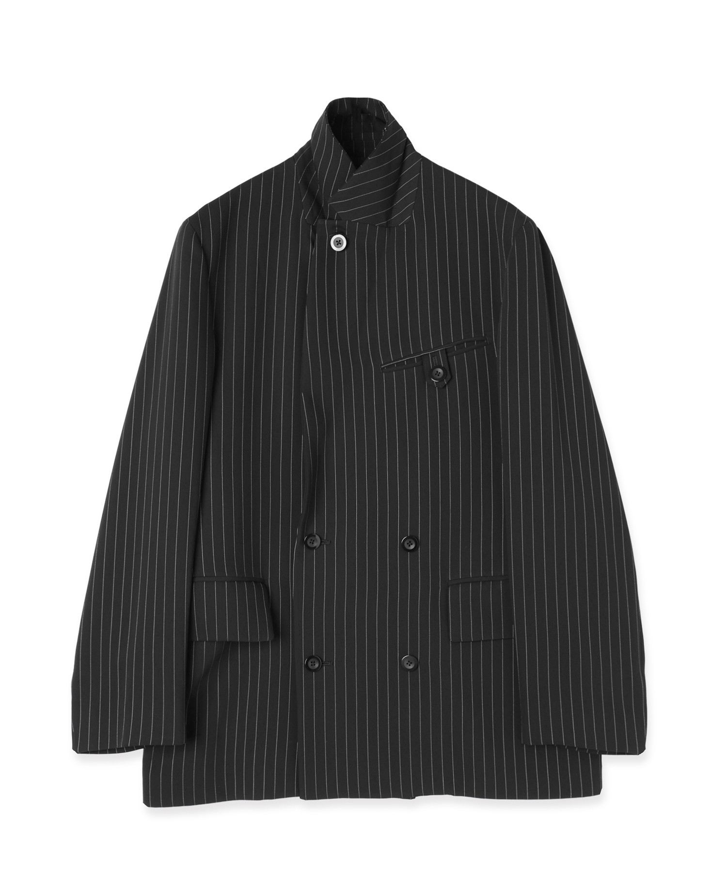 Stripe Double Cloth Button-Tab Pocket Tailored Jacket
