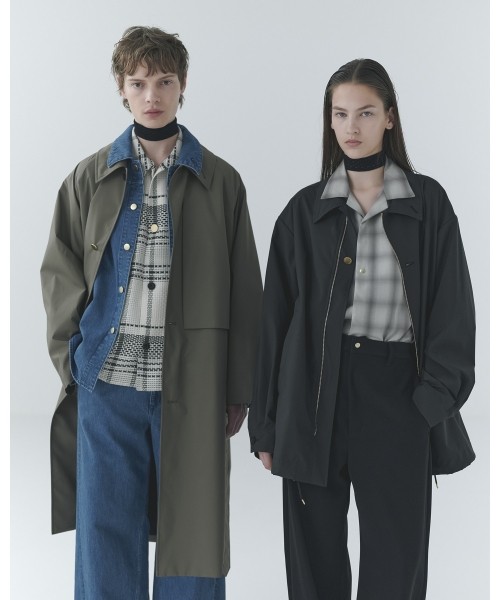 Three-Layer Taffeta Zip Up Short Coat