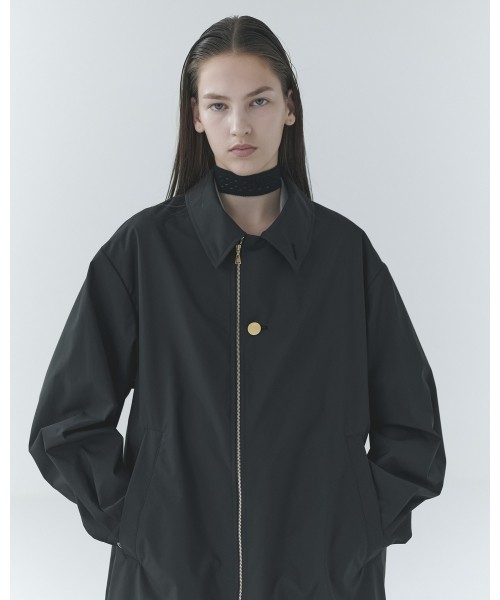 Three-Layer Taffeta Zip Up Short Coat