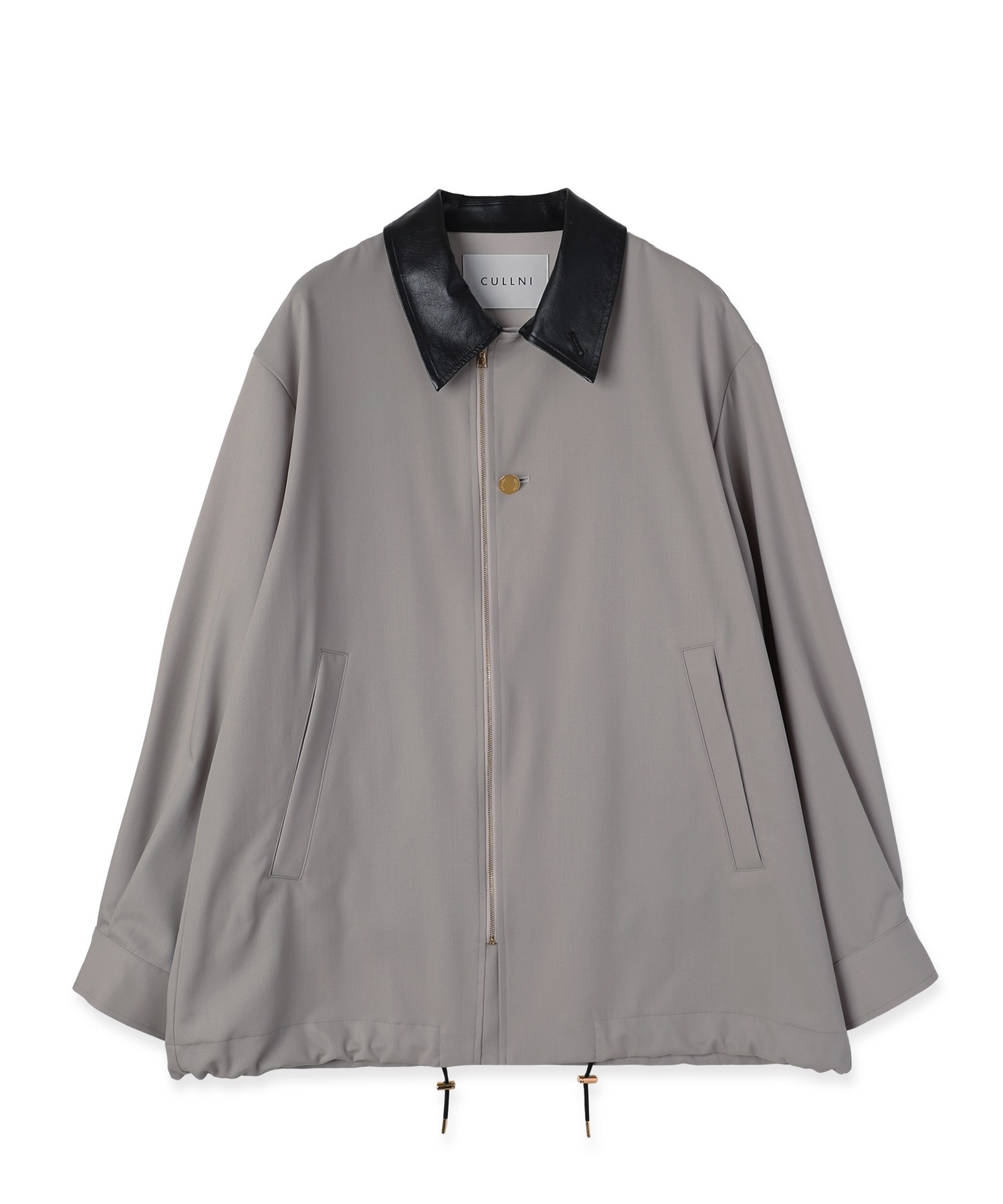 Wool Gabardine Zip Up Short Coat