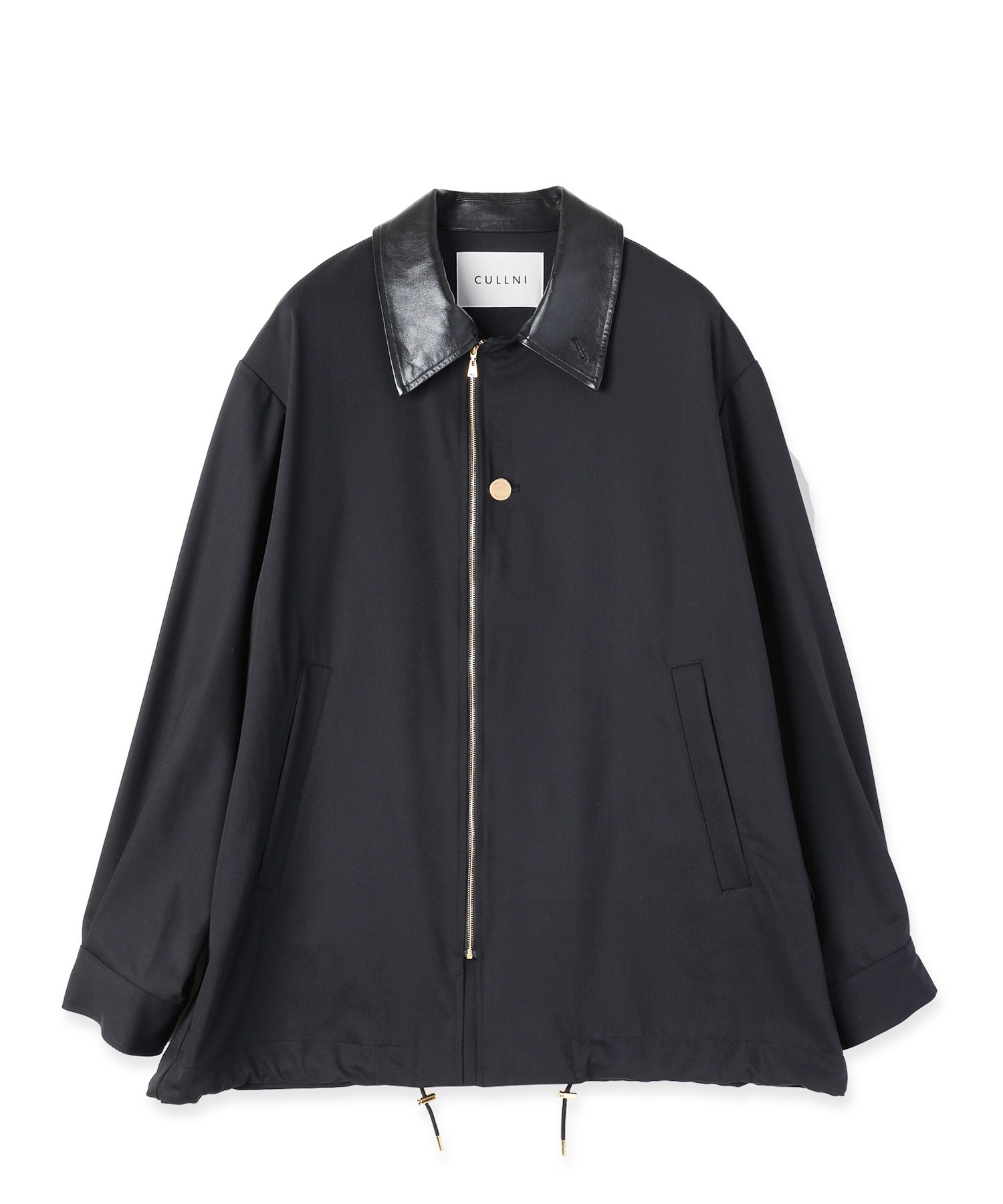 Wool Gabardine Zip Up Short Coat