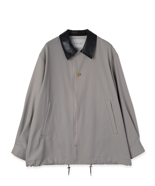 Wool Gabardine Zip Up Short Coat