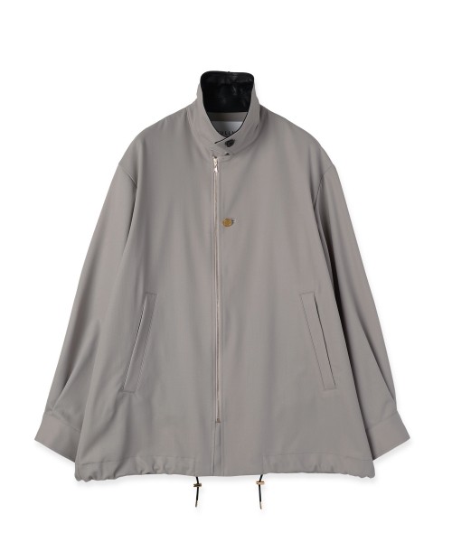 Wool Gabardine Zip Up Short Coat