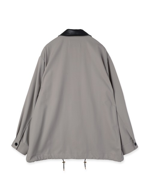 Wool Gabardine Zip Up Short Coat