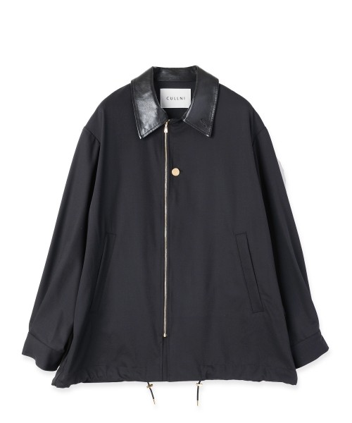Wool Gabardine Zip Up Short Coat