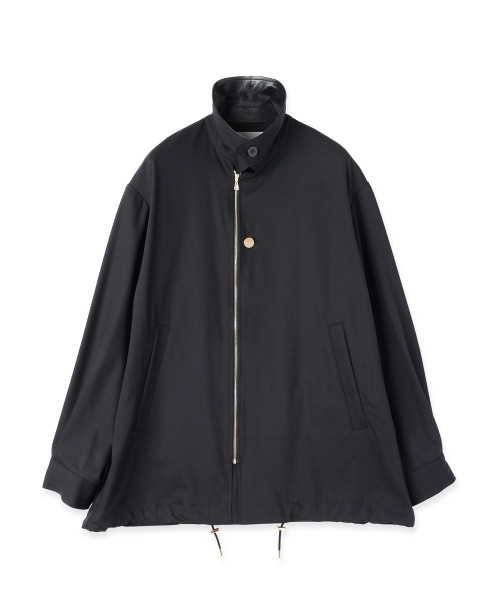 Wool Gabardine Zip Up Short Coat