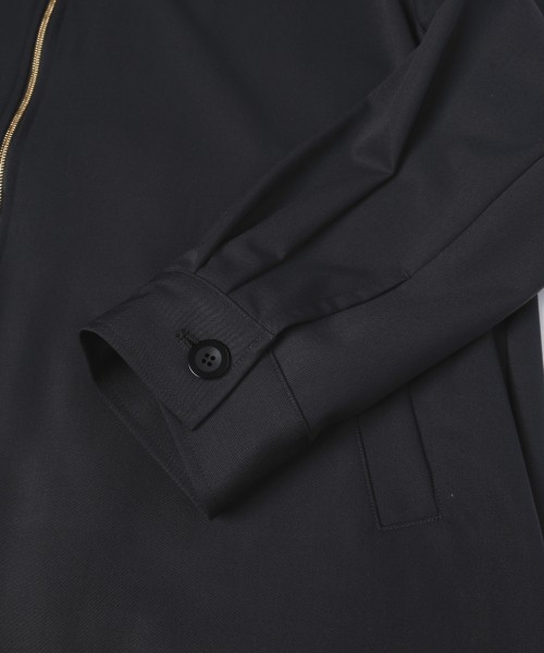 Wool Gabardine Zip Up Short Coat