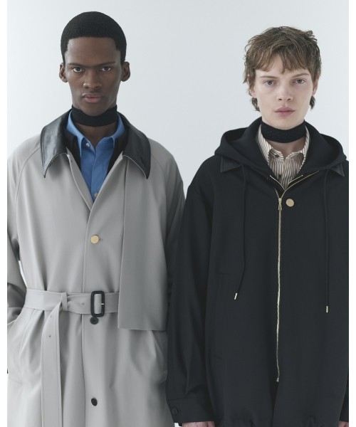 Wool Gabardine Zip Up Short Coat