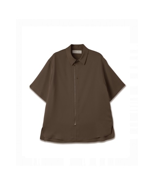 Airy Cloth Short Sleeve Zip Up Shirt