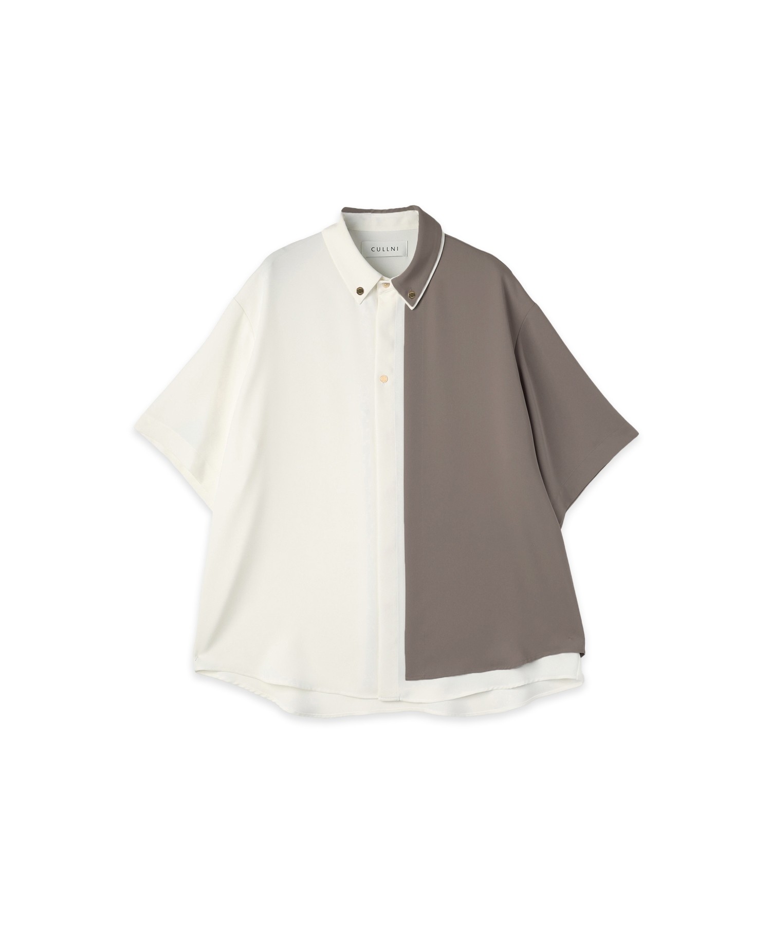 Double Cloth Layered Bi-Color Short Sleeve Shirt