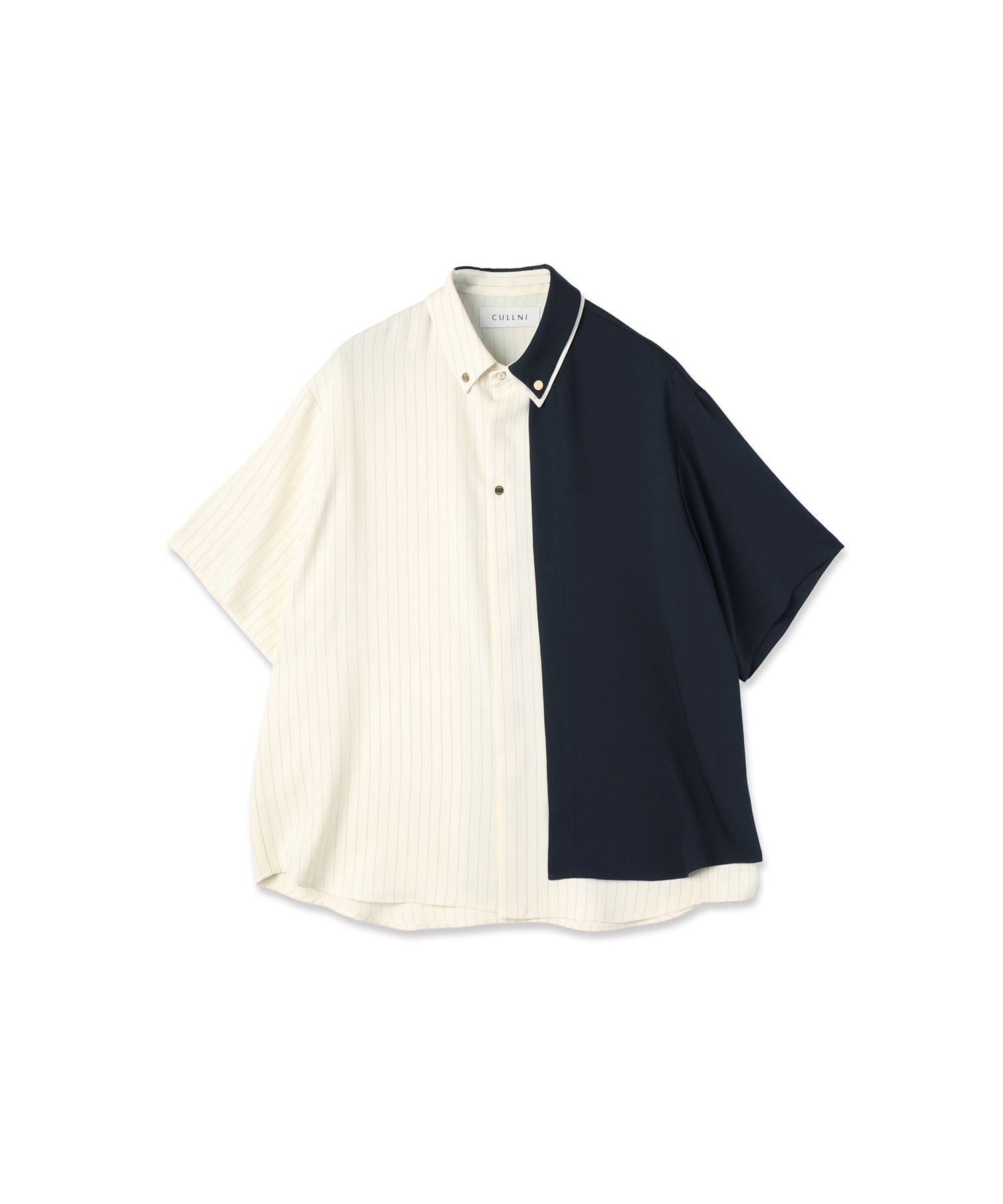 Double Cloth Layered Bi-Color Short Sleeve Shirt