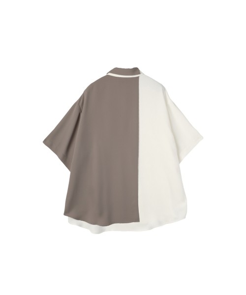 Double Cloth Layered Bi-Color Short Sleeve Shirt