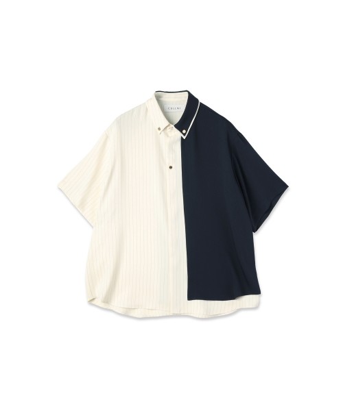 Double Cloth Layered Bi-Color Short Sleeve Shirt