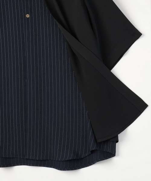 Double Cloth Layered Bi-Color Short Sleeve Shirt