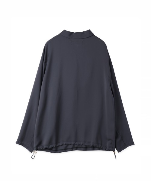 Airy Cloth Drape Drawstring Half Zip Shirt