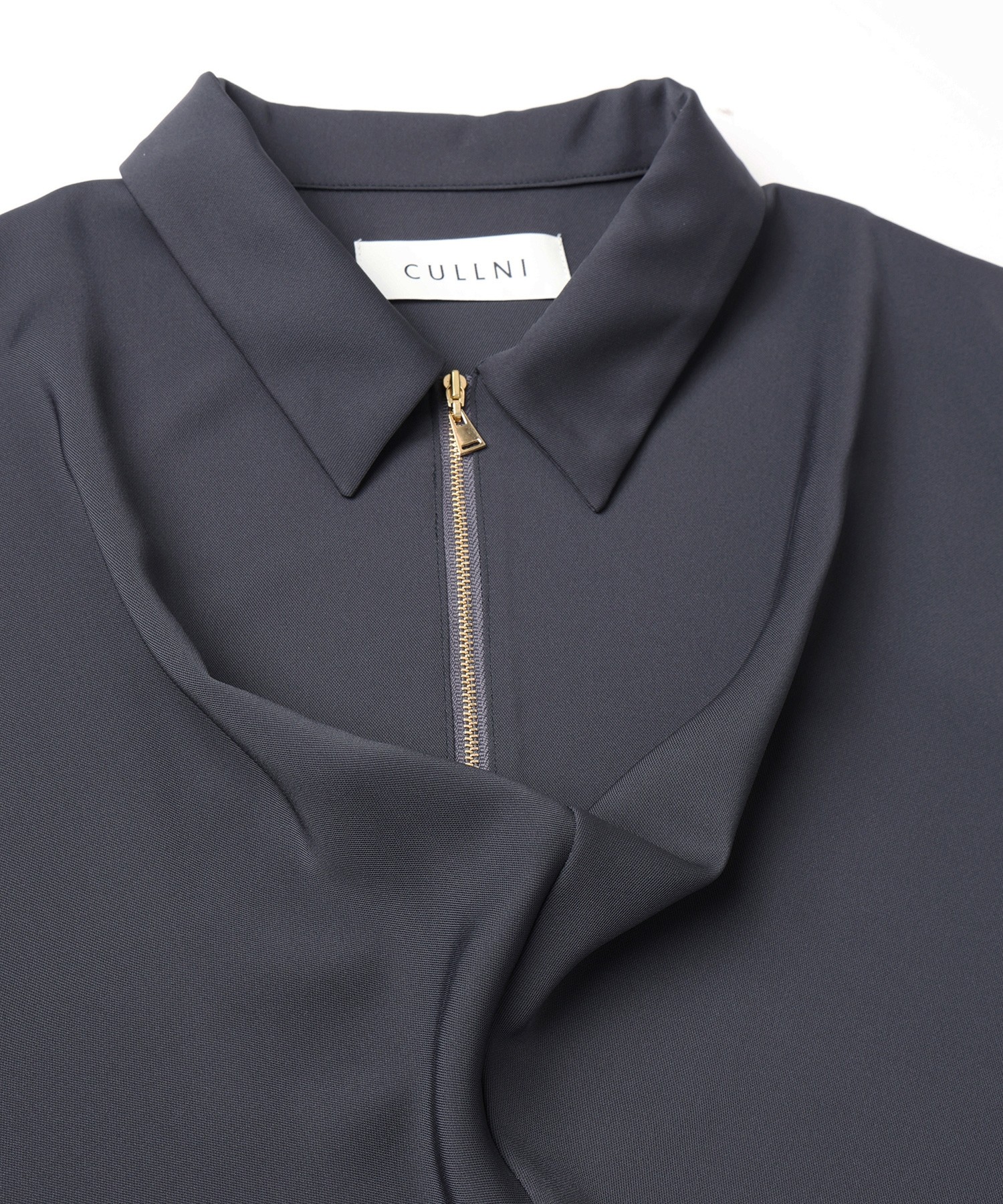 Airy Cloth Drape Drawstring Half Zip Shirt