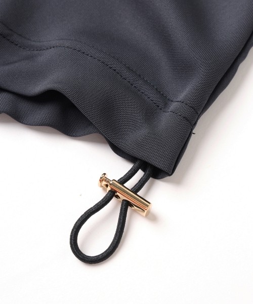 Airy Cloth Drape Drawstring Half Zip Shirt