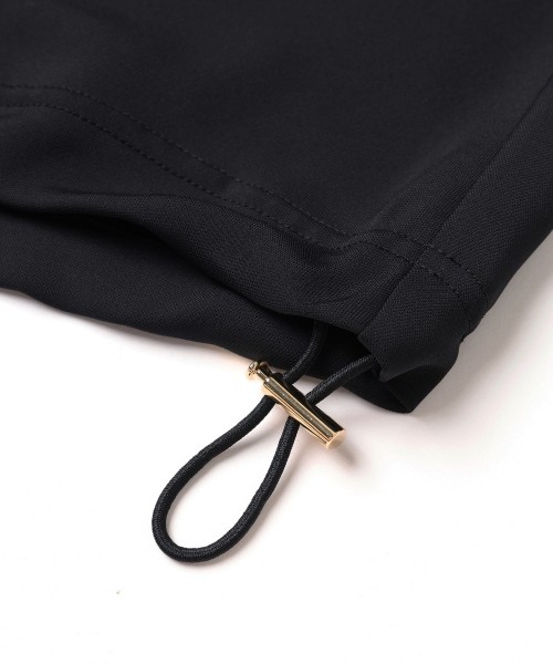 Airy Cloth Drape Drawstring Half Zip Shirt