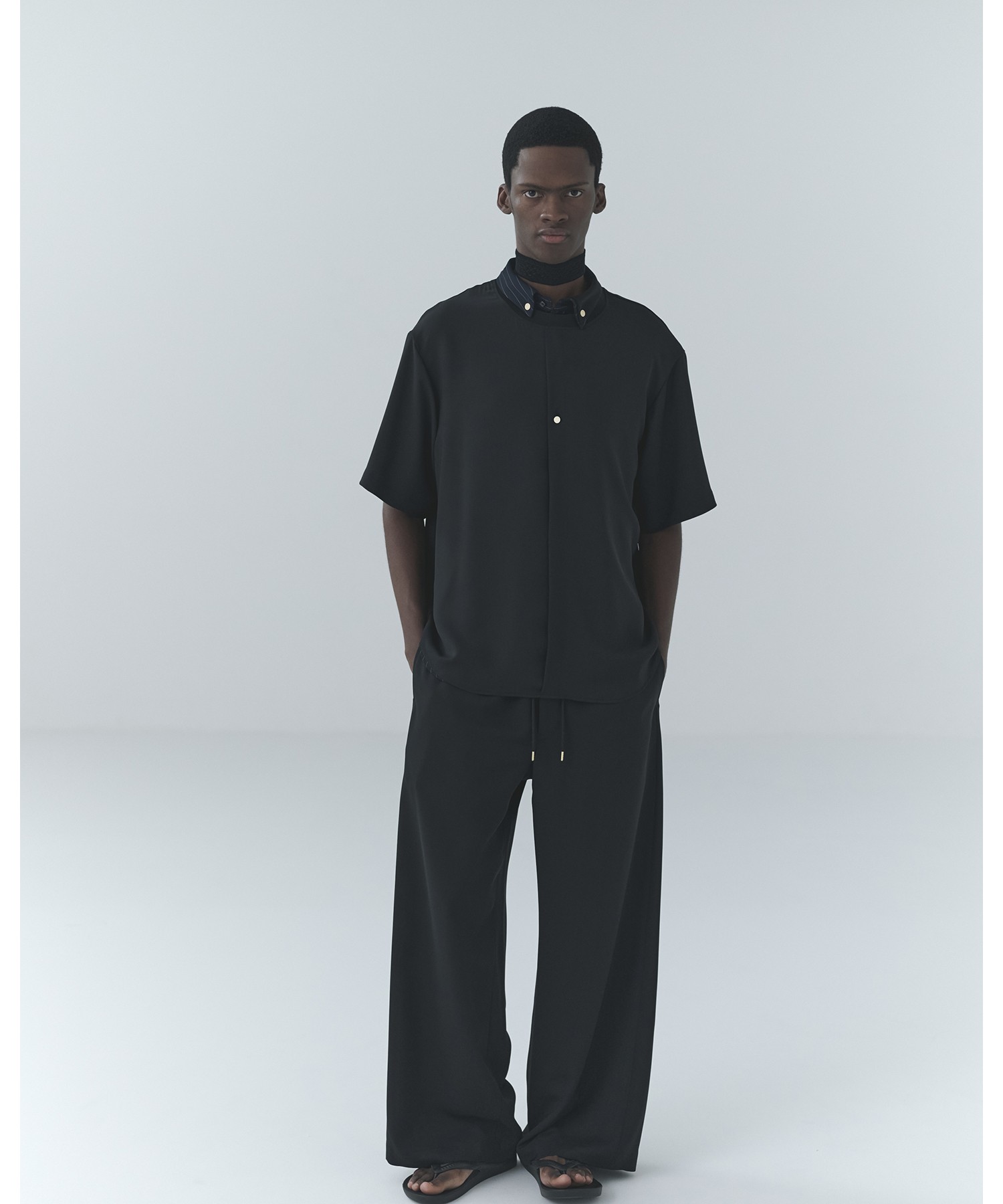 Airy Drape Cloth French Front Short Sleeve Pullover