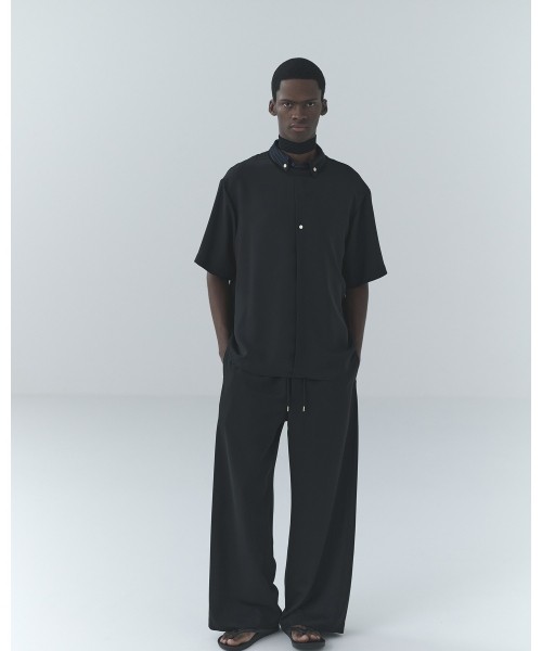 Airy Drape Cloth French Front Short Sleeve Pullover