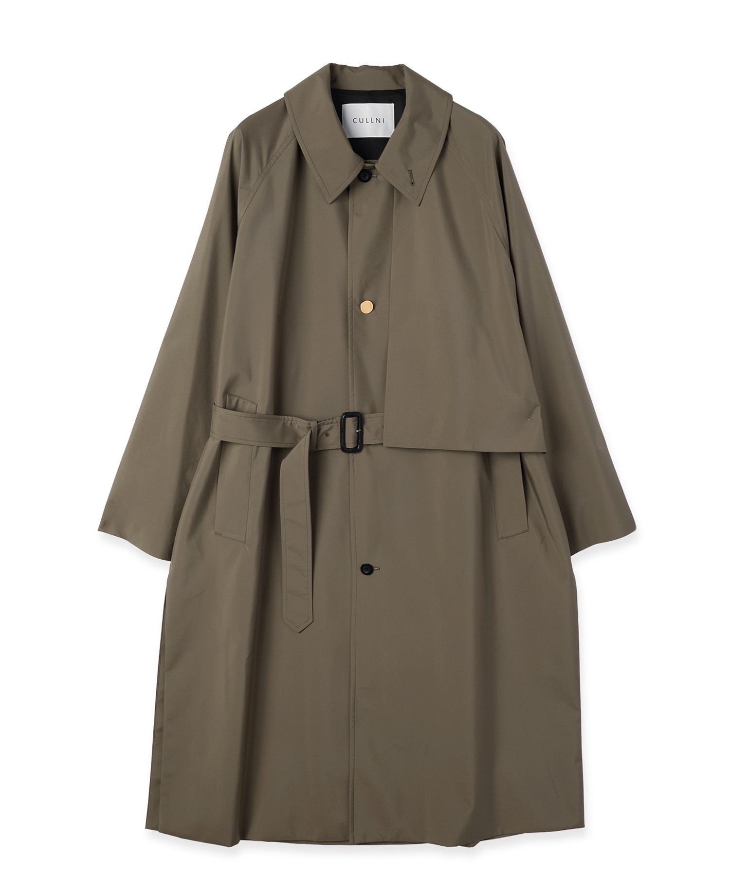 Three-Layer Taffeta Asymmetrical Layered Balmacaan Coat