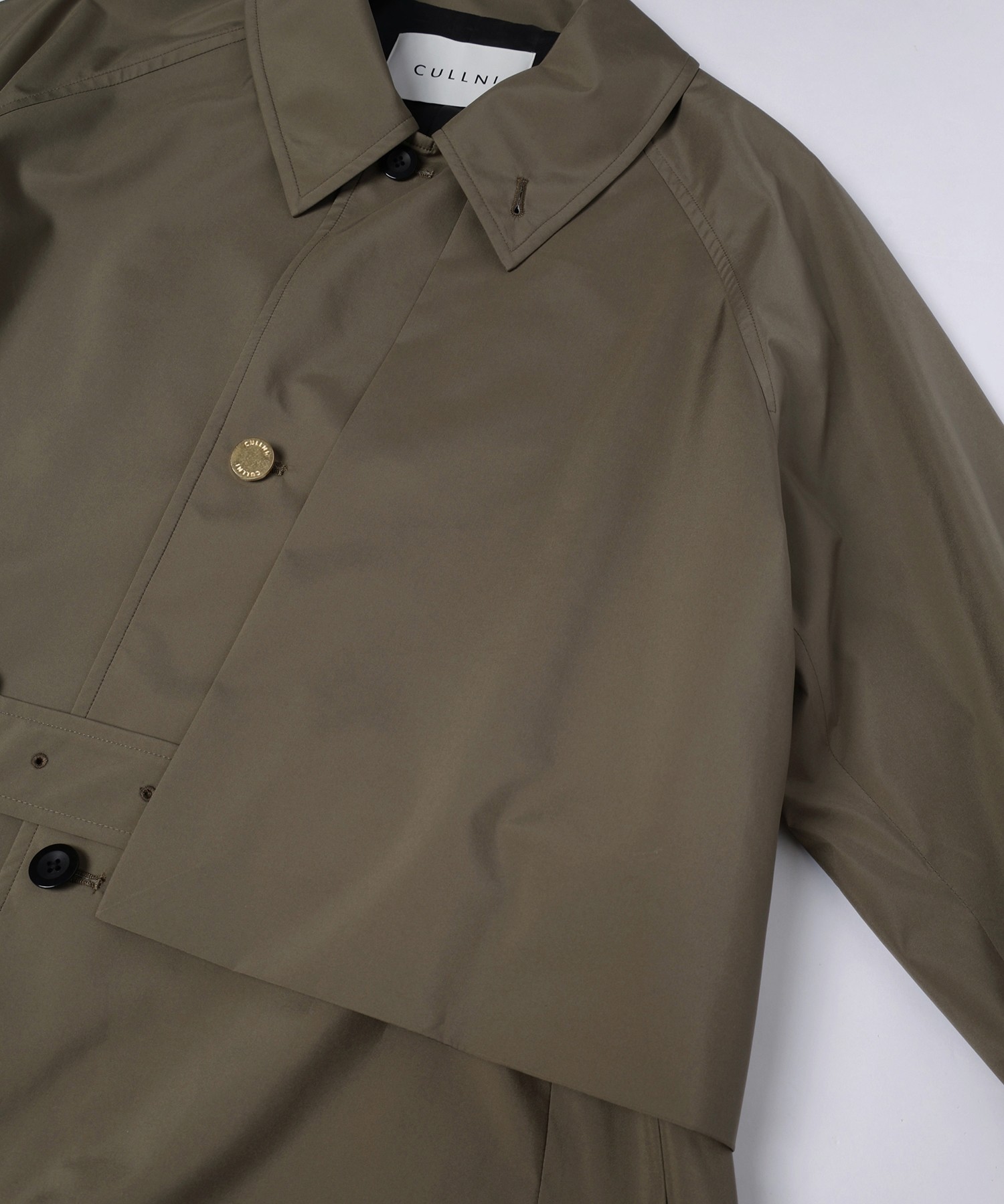 Three-Layer Taffeta Asymmetrical Layered Balmacaan Coat