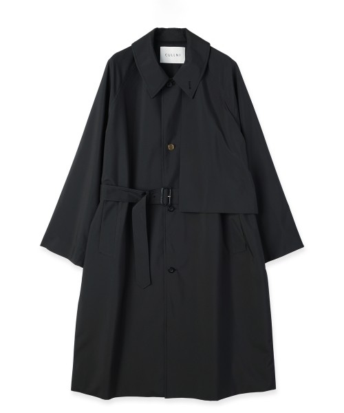 Three-Layer Taffeta Asymmetrical Layered Balmacaan Coat