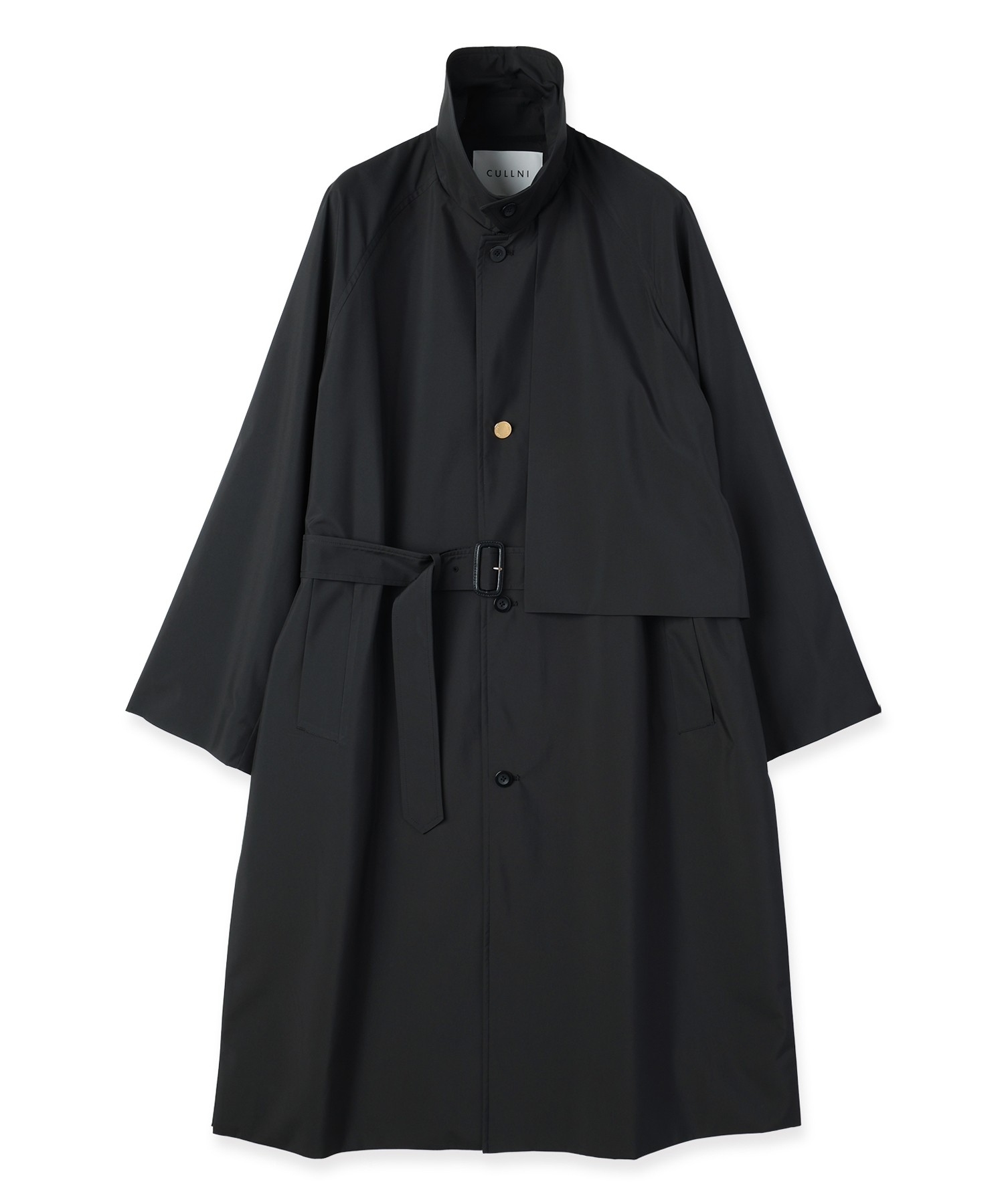 Three-Layer Taffeta Asymmetrical Layered Balmacaan Coat