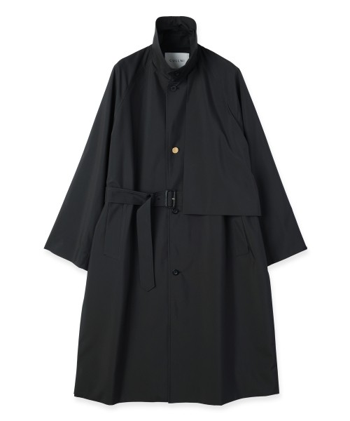 Three-Layer Taffeta Asymmetrical Layered Balmacaan Coat