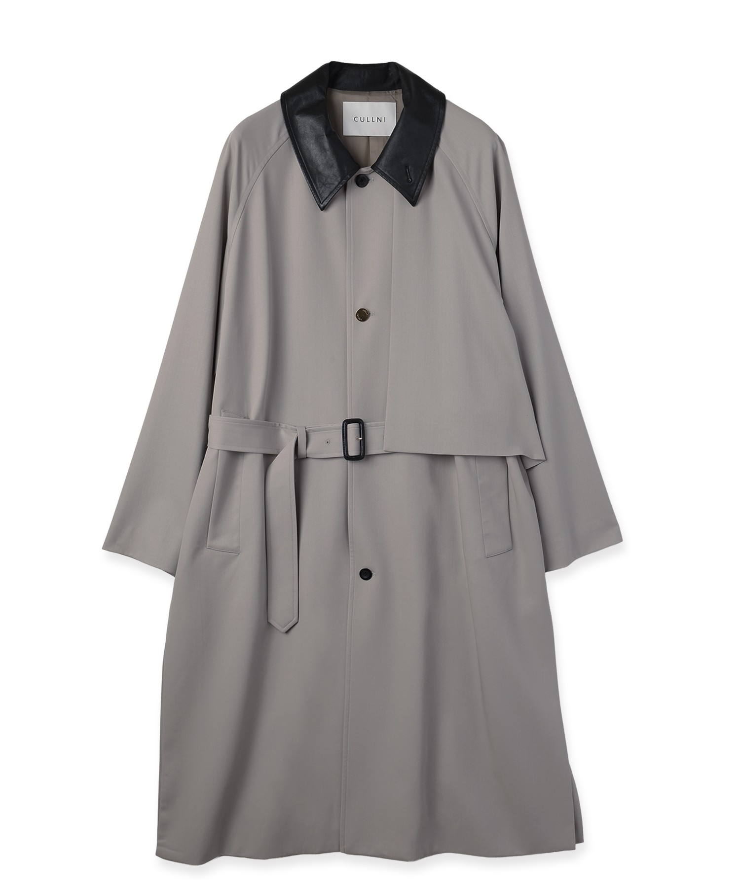 Wool Gabardine Asymmetrical Layered Balmacaan Coat