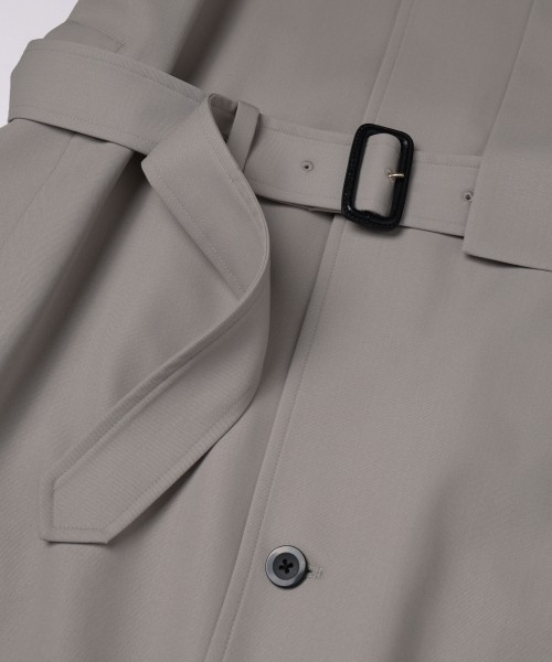 Wool Gabardine Asymmetrical Layered Balmacaan Coat