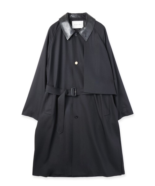 Wool Gabardine Asymmetrical Layered Balmacaan Coat